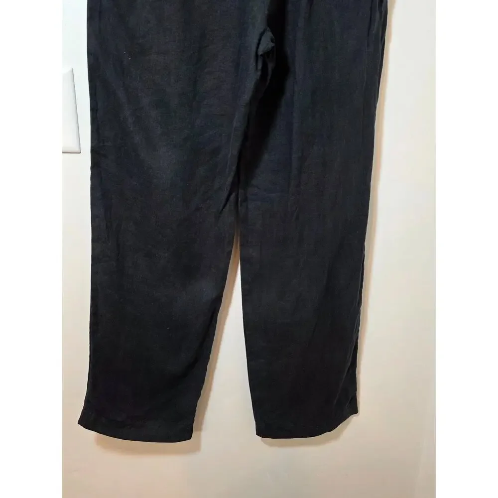 Quince 100% European Linen Pants Women's S Black Beach Travel‎ Casual